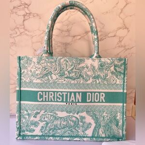 Dior medium dioriviera book Tote aquamarina toile de jouy embroidery